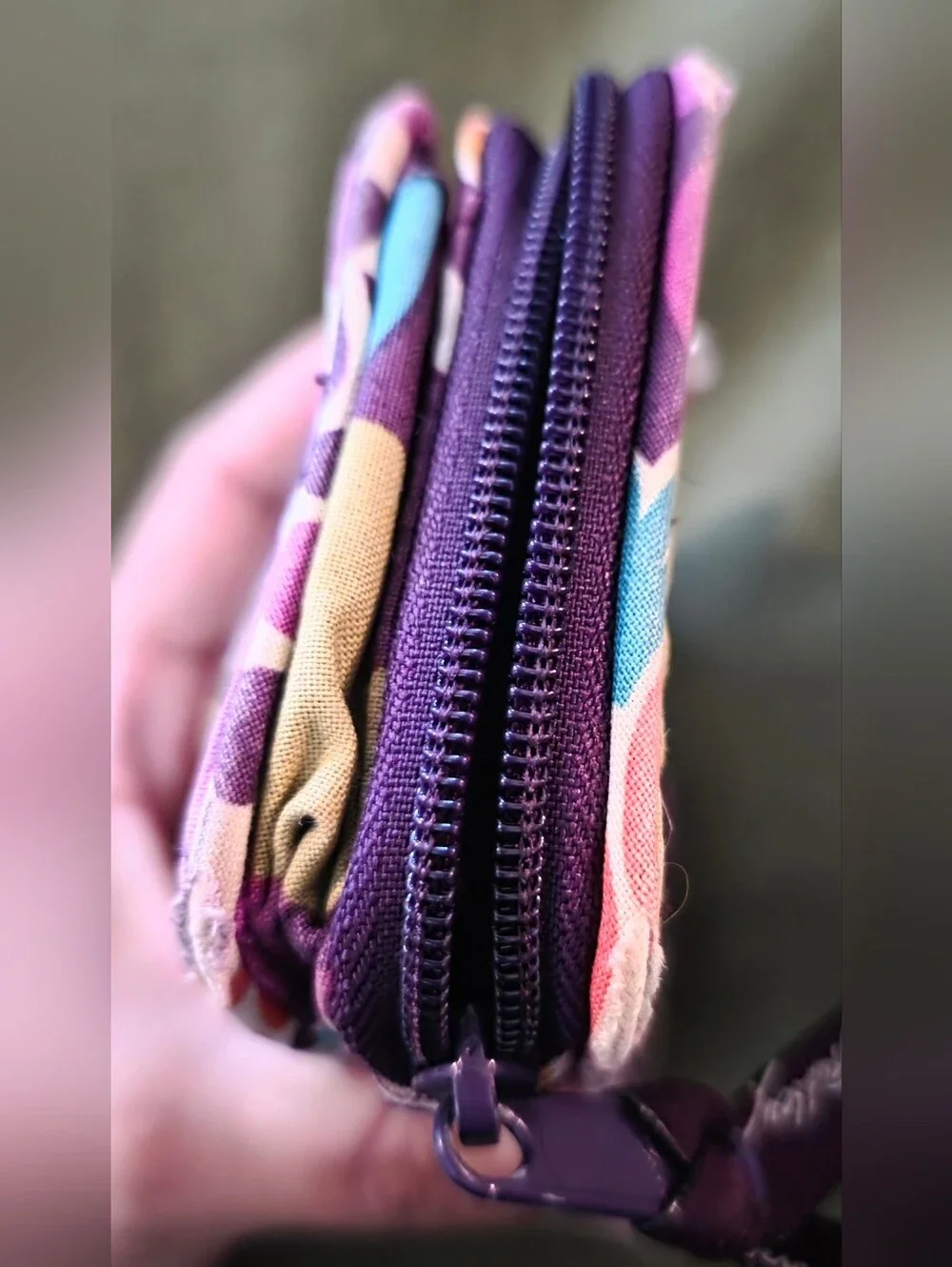 Vera Bradley Purple Floral Quilted Wristlet Wallet with Strap